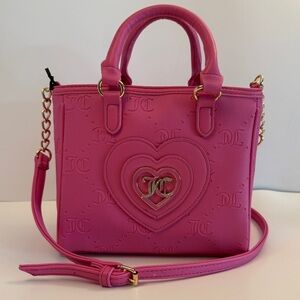 Juicy Couture Pink Heart Embossed Crossbody Mini Bag Tote Retro Purse NWT